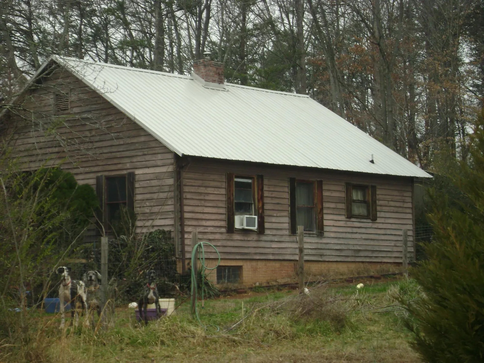 White metal roof on an old wood sided farmhouse, from a Metal Roof Installation job in Woods Hole
